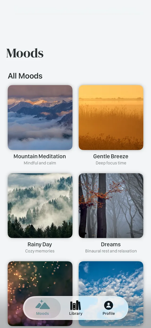 Stillroom app screenshot showing ambient controls and scene details.